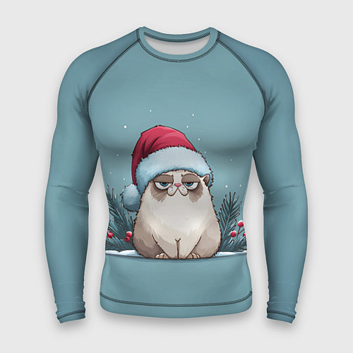 Мужской рашгард Мем котик - Новый год / 3D-принт – фото 1