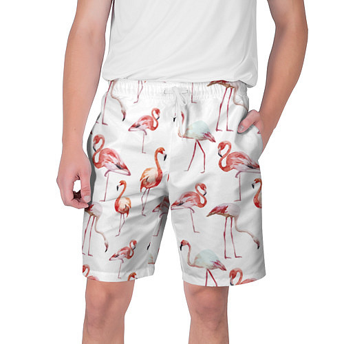 Мужские шорты Действия фламинго / 3D-принт – фото 1