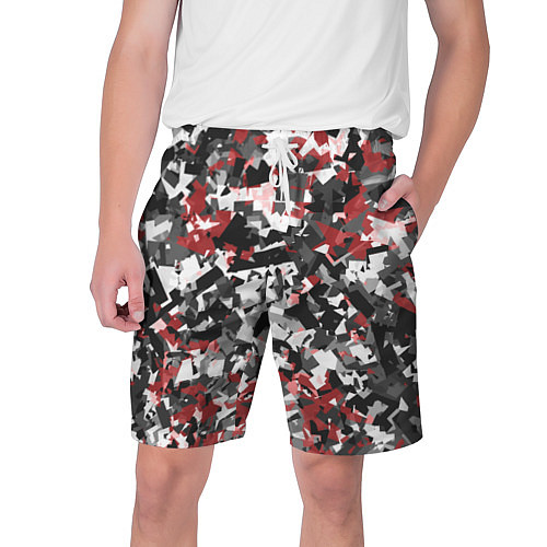 Мужские шорты Камуфляж: серый/красный / 3D-принт – фото 1
