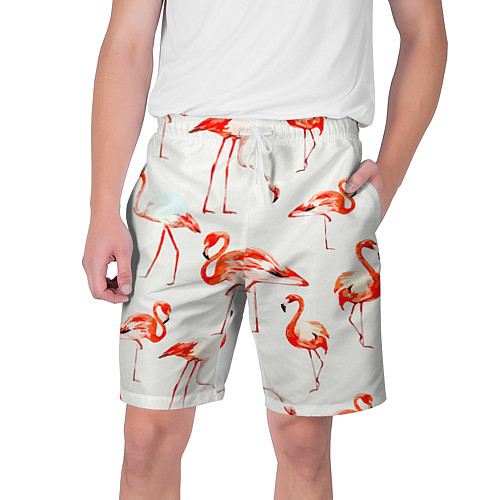 Мужские шорты Оранжевые фламинго / 3D-принт – фото 1
