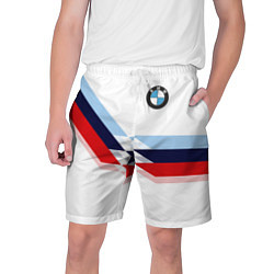 Шорты на шнурке мужские BMW БМВ WHITE, цвет: 3D-принт