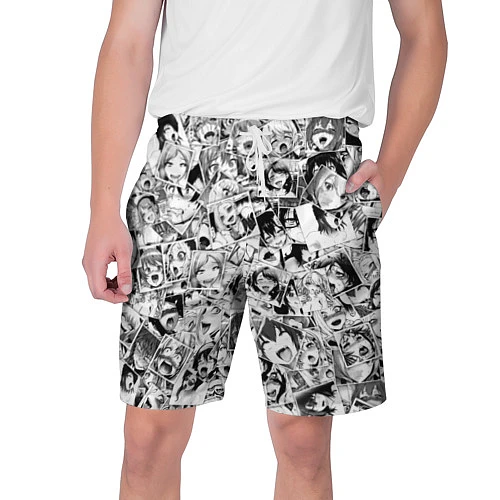Мужские шорты Ahegao: Black & White / 3D-принт – фото 1