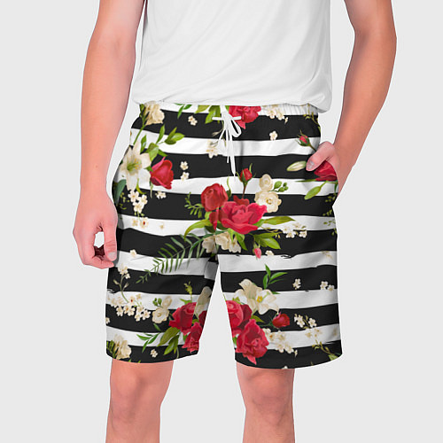 Мужские шорты Розы и орхидеи / 3D-принт – фото 1