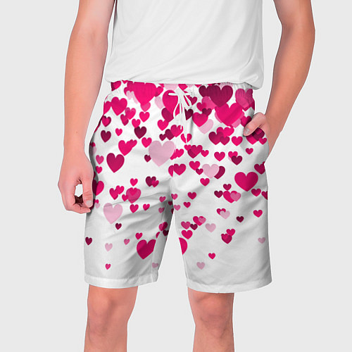 Мужские шорты Сердца розовые падают / 3D-принт – фото 1