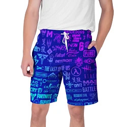 Шорты на шнурке мужские Неоновые геймерские лого, цвет: 3D-принт