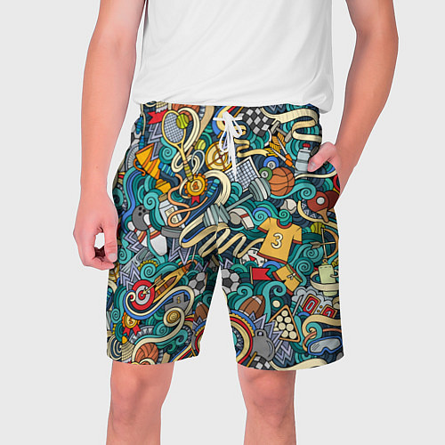 Мужские шорты Спортивный коллаж / 3D-принт – фото 1