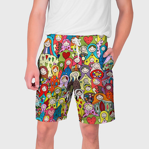 Мужские шорты Весёлые матрешки / 3D-принт – фото 1