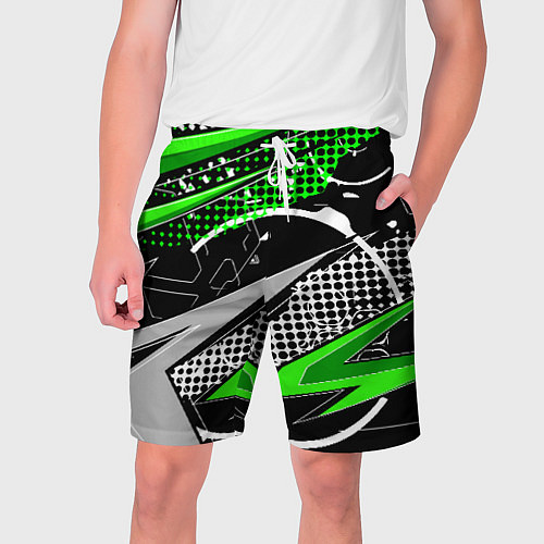 Мужские шорты Black and green corners / 3D-принт – фото 1