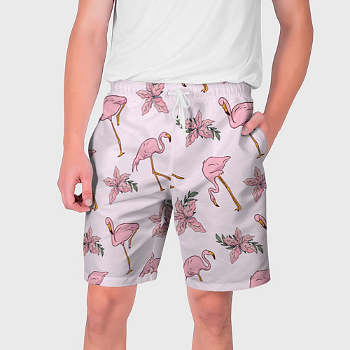Мужские шорты Розовый фламинго / 3D-принт – фото 1