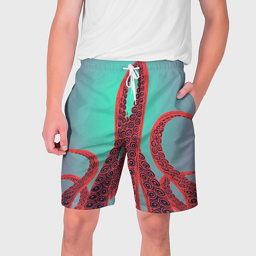 Мужские шорты Красные щупальца осминога / 3D-принт – фото 1