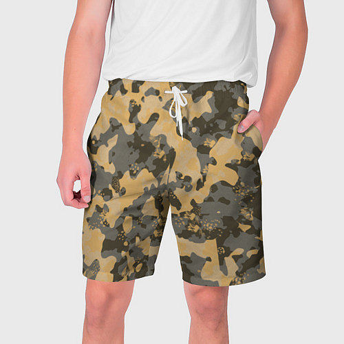 Мужские шорты Бежево-зеленая / 3D-принт – фото 1