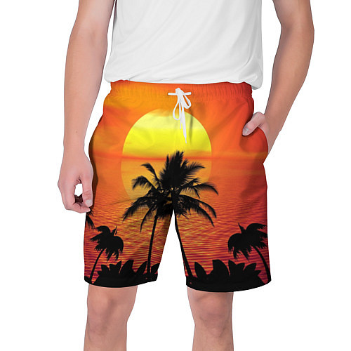 Мужские шорты Пальмы на фоне моря / 3D-принт – фото 1
