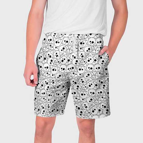 Мужские шорты Черепа черно-белые / 3D-принт – фото 1