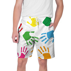 Мужские шорты Цветные ладошки - Детский узор