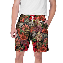 Шорты на шнурке мужские Ленивец & Цветочки, цвет: 3D-принт