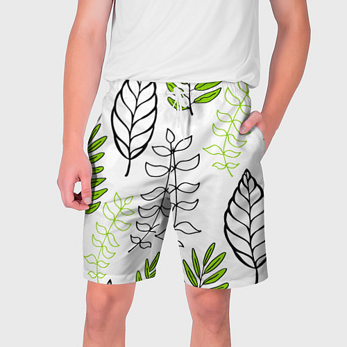 Мужские шорты Листья / 3D-принт – фото 1