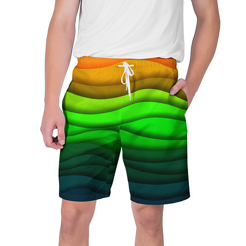 Мужские шорты Цветные волны / 3D-принт – фото 1