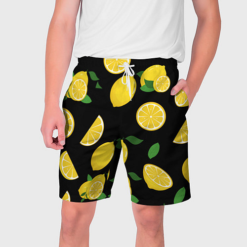 Мужские шорты Лимоны на чёрном / 3D-принт – фото 1