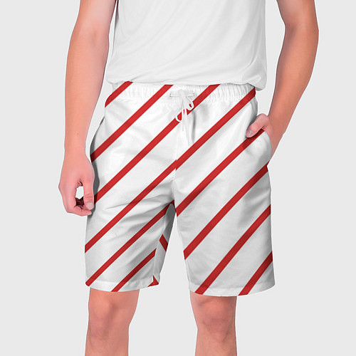 Мужские шорты Полосы красные на белом / 3D-принт – фото 1