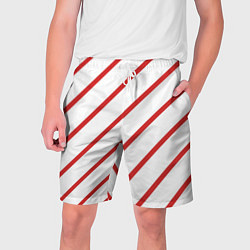 Шорты на шнурке мужские Полосы красные на белом, цвет: 3D-принт
