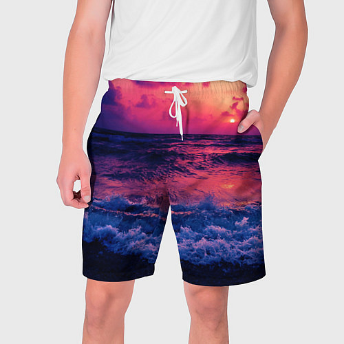 Мужские шорты Закат на берегу / 3D-принт – фото 1