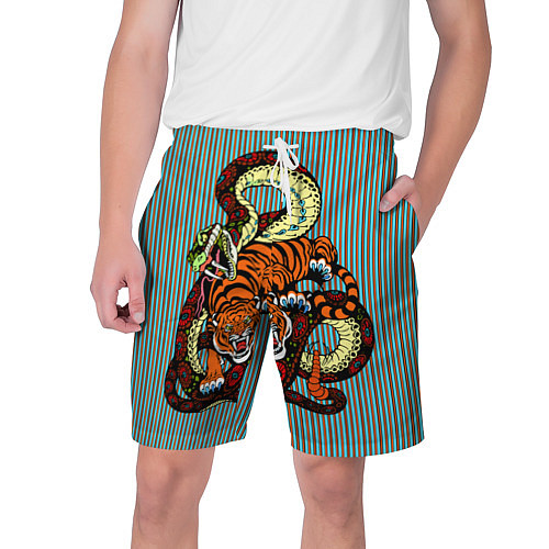 Мужские шорты Тигры Змея Полосы / 3D-принт – фото 1