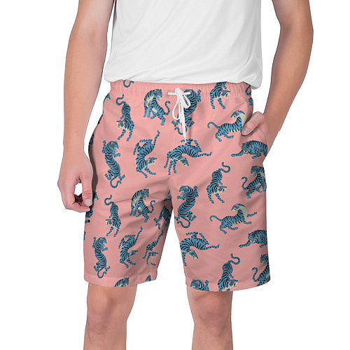 Мужские шорты Много синих тигров Символ года / 3D-принт – фото 1