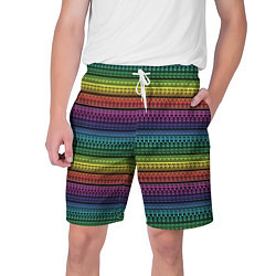 Шорты на шнурке мужские Этнический радужный орнамент, цвет: 3D-принт