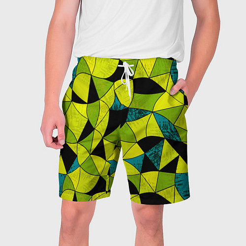 Мужские шорты Гранжевый яркий зеленый / 3D-принт – фото 1