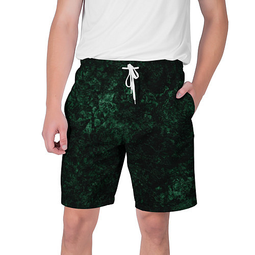 Мужские шорты Темно-зеленый мраморный узор / 3D-принт – фото 1