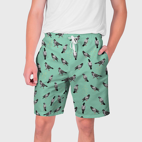 Мужские шорты Голуби на зеленом / 3D-принт – фото 1