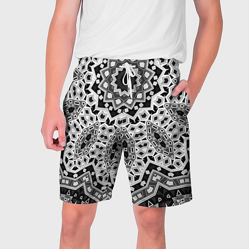 Мужские шорты Черно-белый орнамент / 3D-принт – фото 1