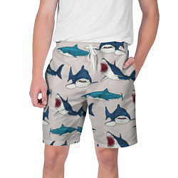 Шорты на шнурке мужские Кровожадные акулы паттерн, цвет: 3D-принт