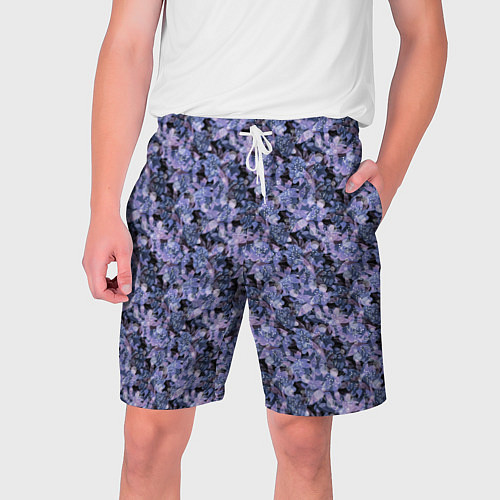 Мужские шорты Сине-фиолетовый цветочный узор / 3D-принт – фото 1