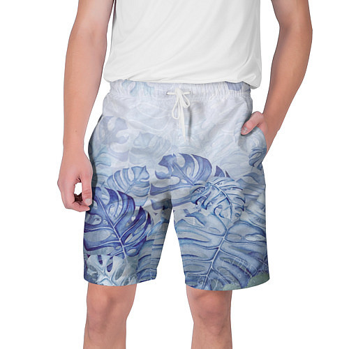 Мужские шорты Синие листья / 3D-принт – фото 1