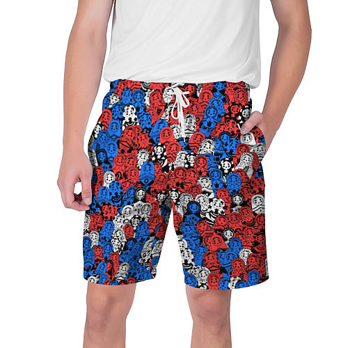 Мужские шорты Бело-сине-красные матрёшки / 3D-принт – фото 1