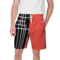 Шорты на шнурке мужские Черный и коралловый арт деко, цвет: 3D-принт