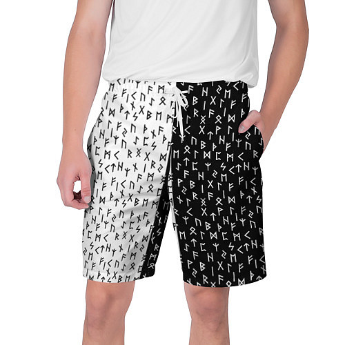 Мужские шорты Руны чёрно-белое / 3D-принт – фото 1