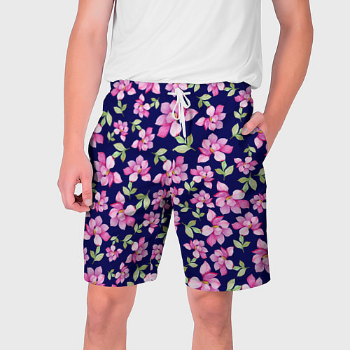 Мужские шорты Акварельные цветы Магнолии / 3D-принт – фото 1