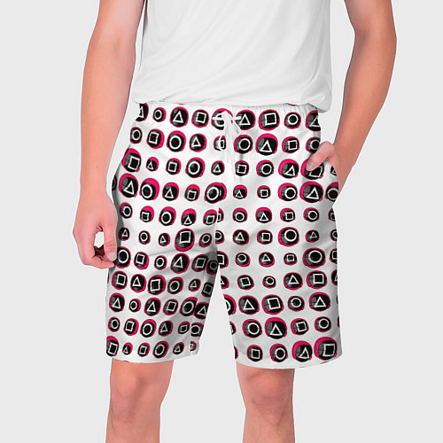 Мужские шорты Игра в кальмара: Паттерн масок / 3D-принт – фото 1