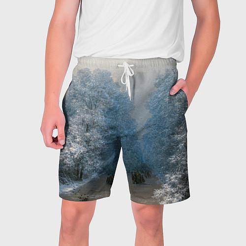 Мужские шорты Зимний пейзаж картина маслом / 3D-принт – фото 1