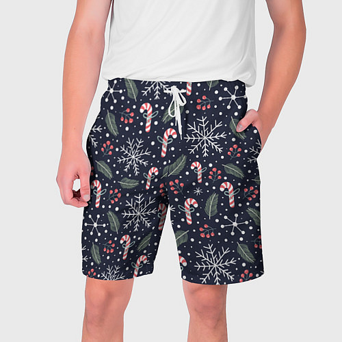 Мужские шорты Паттерн с веточками / 3D-принт – фото 1