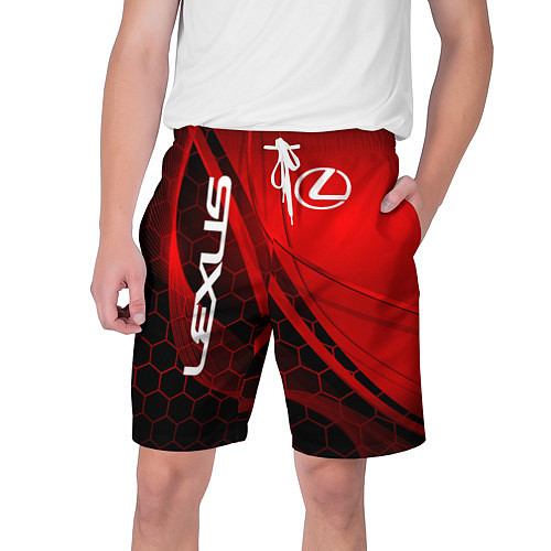 Мужские шорты LEXUS RED GEOMETRY ЛЕКСУС / 3D-принт – фото 1