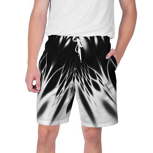 Мужские шорты Белый и черный - коллекция Лучи - Хуф и Ся / 3D-принт – фото 1