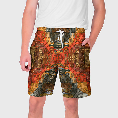 Мужские шорты Коллекция Фрактальная мозаика Оранжевый / 3D-принт – фото 1