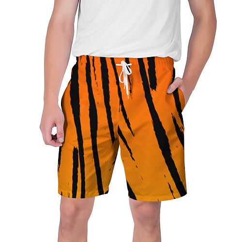 Мужские шорты Шкура тигра диагональ / 3D-принт – фото 1