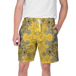 Мужские шорты Коллекция Фрактальная мозаика Желтый на черном 573