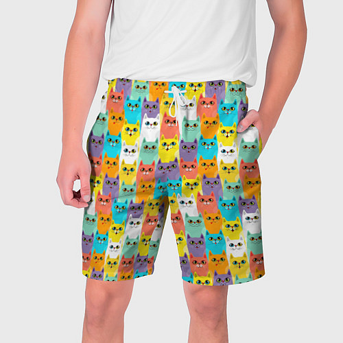 Мужские шорты Разноцветные Мультяшные Котики / 3D-принт – фото 1