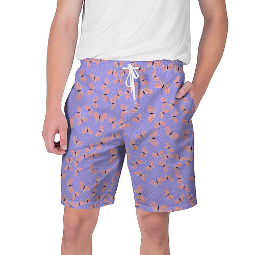 Мужские шорты Бабочки паттерн лиловый / 3D-принт – фото 1