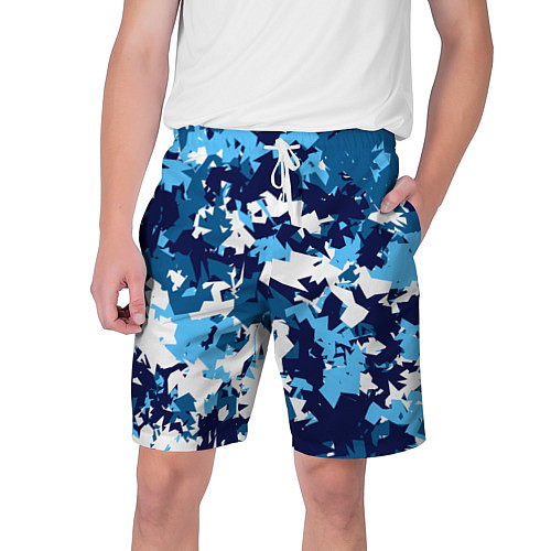 Мужские шорты Сине-бело-голубой камуфляж / 3D-принт – фото 1